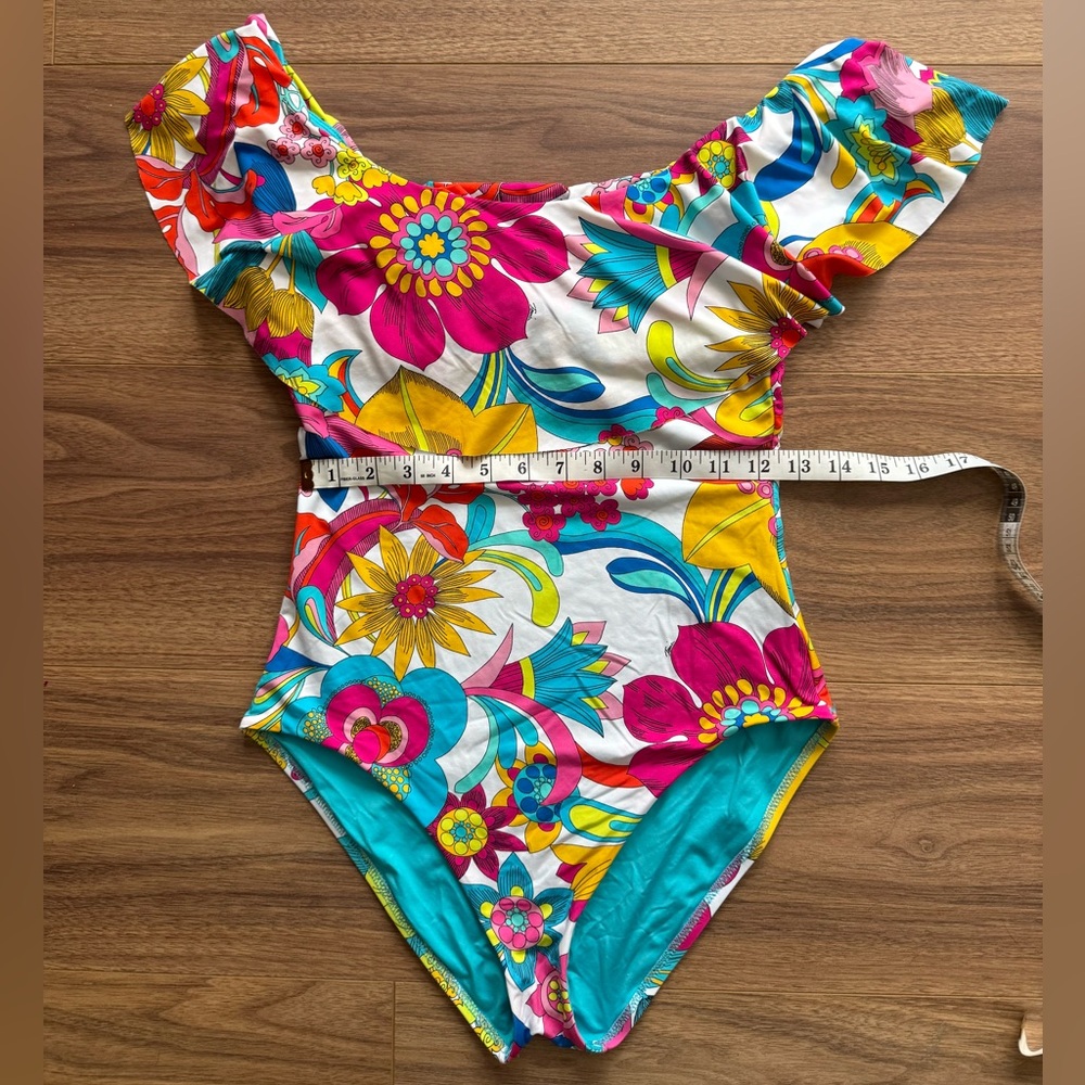Trina Turk One Piece Swimsuit Womens XS/S Floral Multicolor Maximalist Vacation - Picture 8 of 9